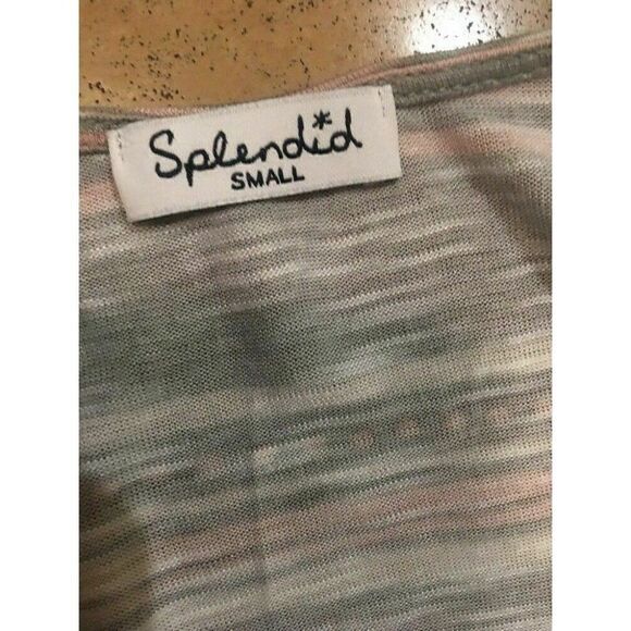 Splendid Womens Grey White Pink Striped Crop Tank Top Small - Picture 6 of 6